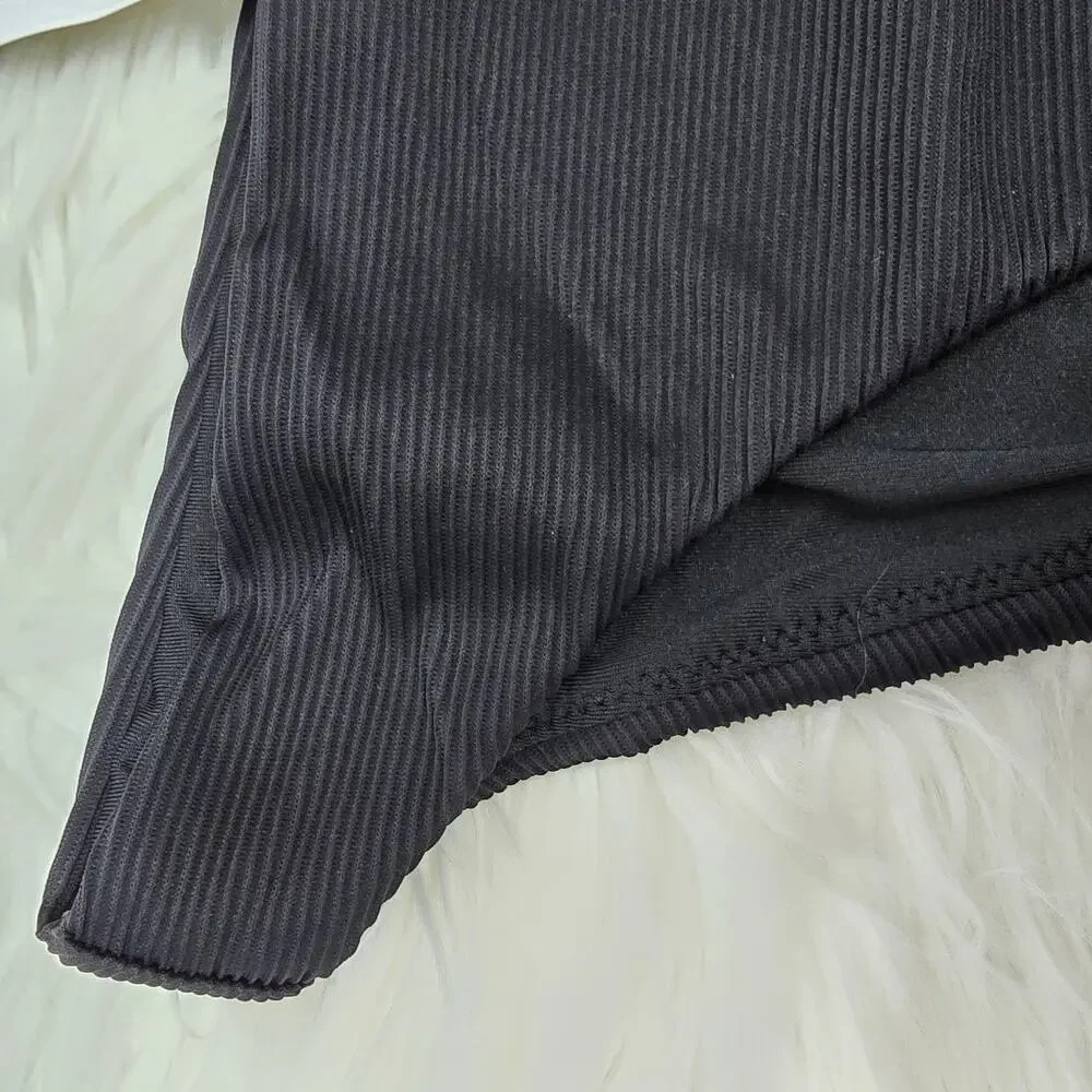 NWT J. Crew Ribbed high-rise cheeky bikini bottom Swim Size S Black Style BE808